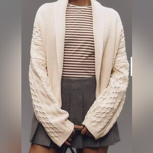 By Anthropologie One Size The Mariel Cardigan Sweater Cropped Cable-Knit Edition
